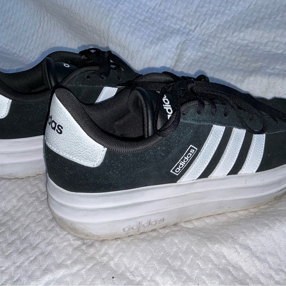 Adidas Women's VL Court Bold platform black suede sneakers - Picture 2 of 6